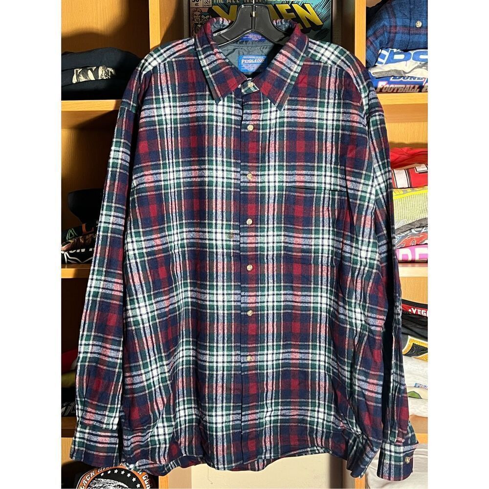 Pendleton Wool Plaid Flannel Button Down Shirt - image 1